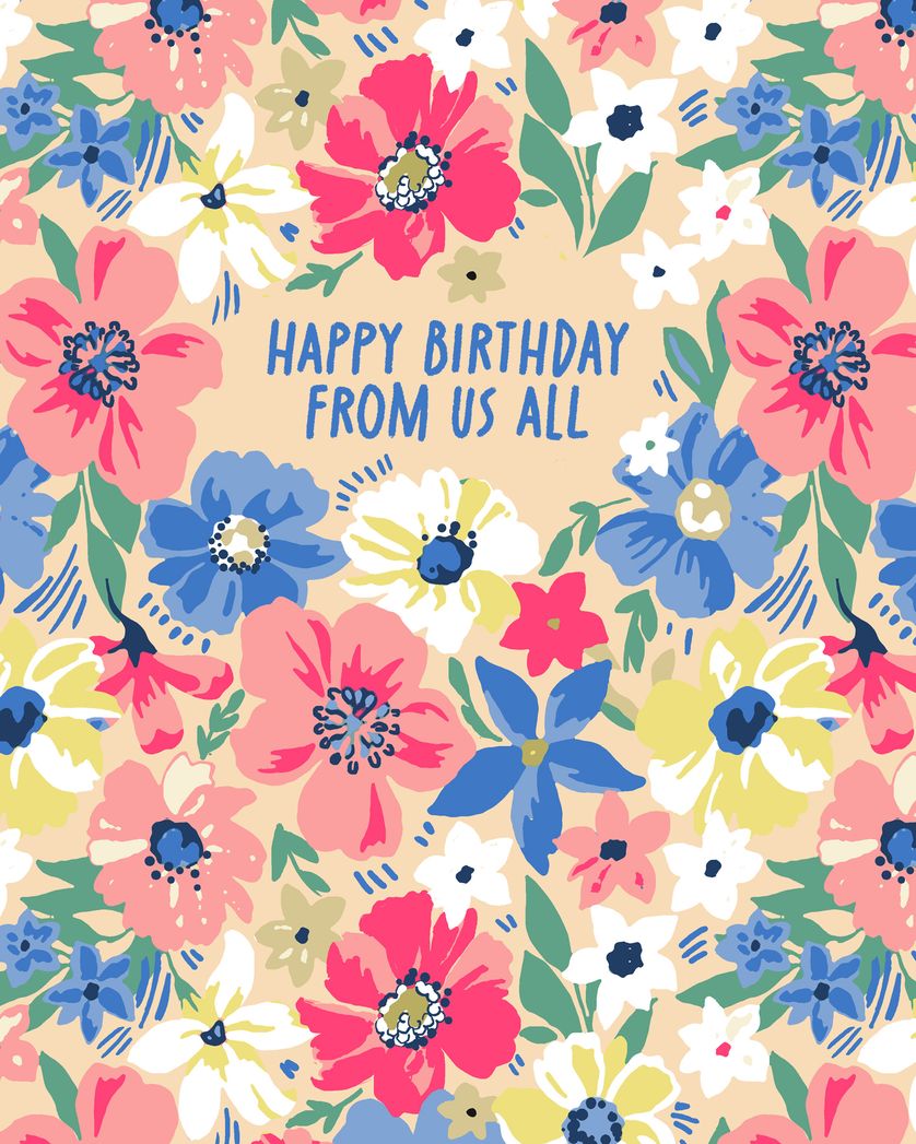 Card design "Floral walls - group birthday ecard"