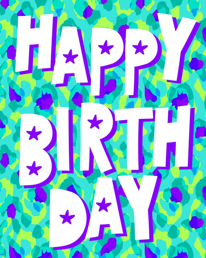 Card design "Neon Brights - group Birthday ecard"