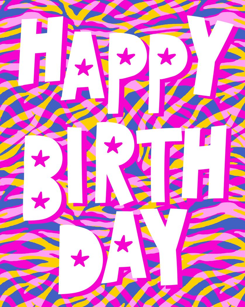 Card design "Neon Brights - group Birthday ecard"