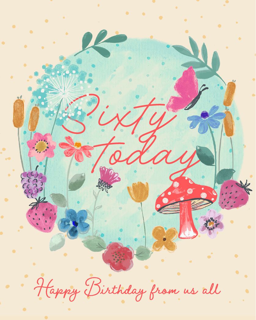 Card design "Floral Wreath - group birthday ecard"