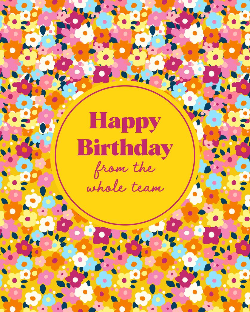 Card design "Ditzy floral - group Birthday ecard"
