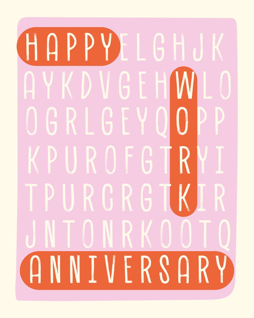 Card design "Word search  - group anniversary ecard"