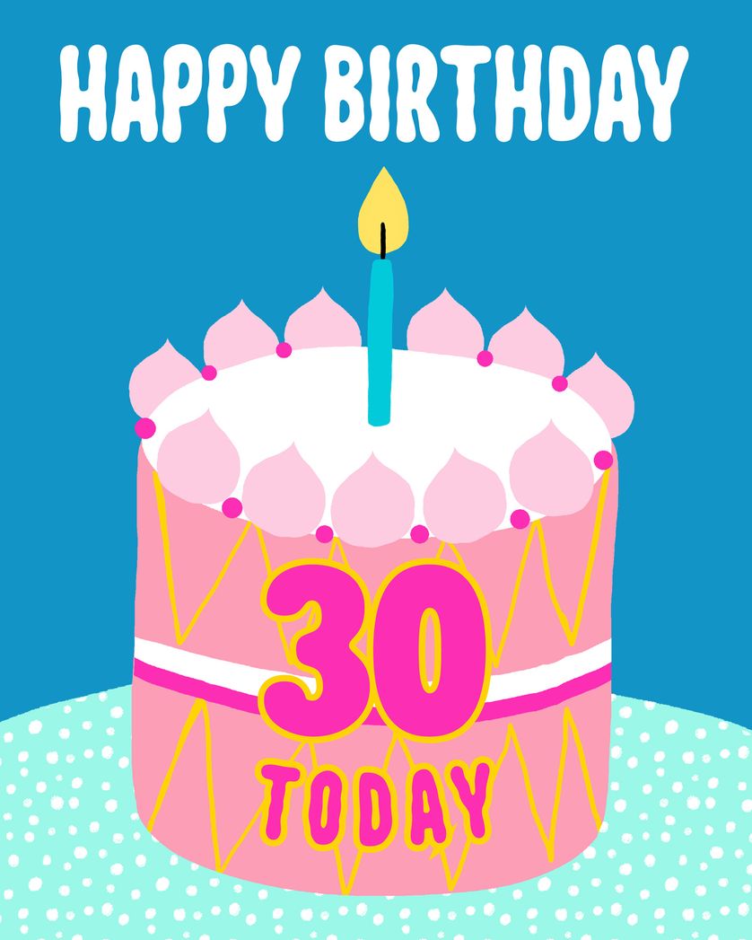 Card design "Big Cake 30 - group birthday ecard"