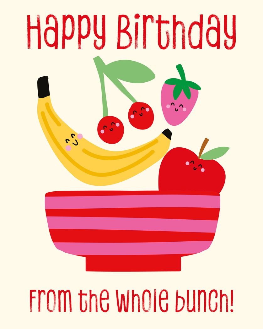 Card design "Munch Bunch - group birthday ecard"