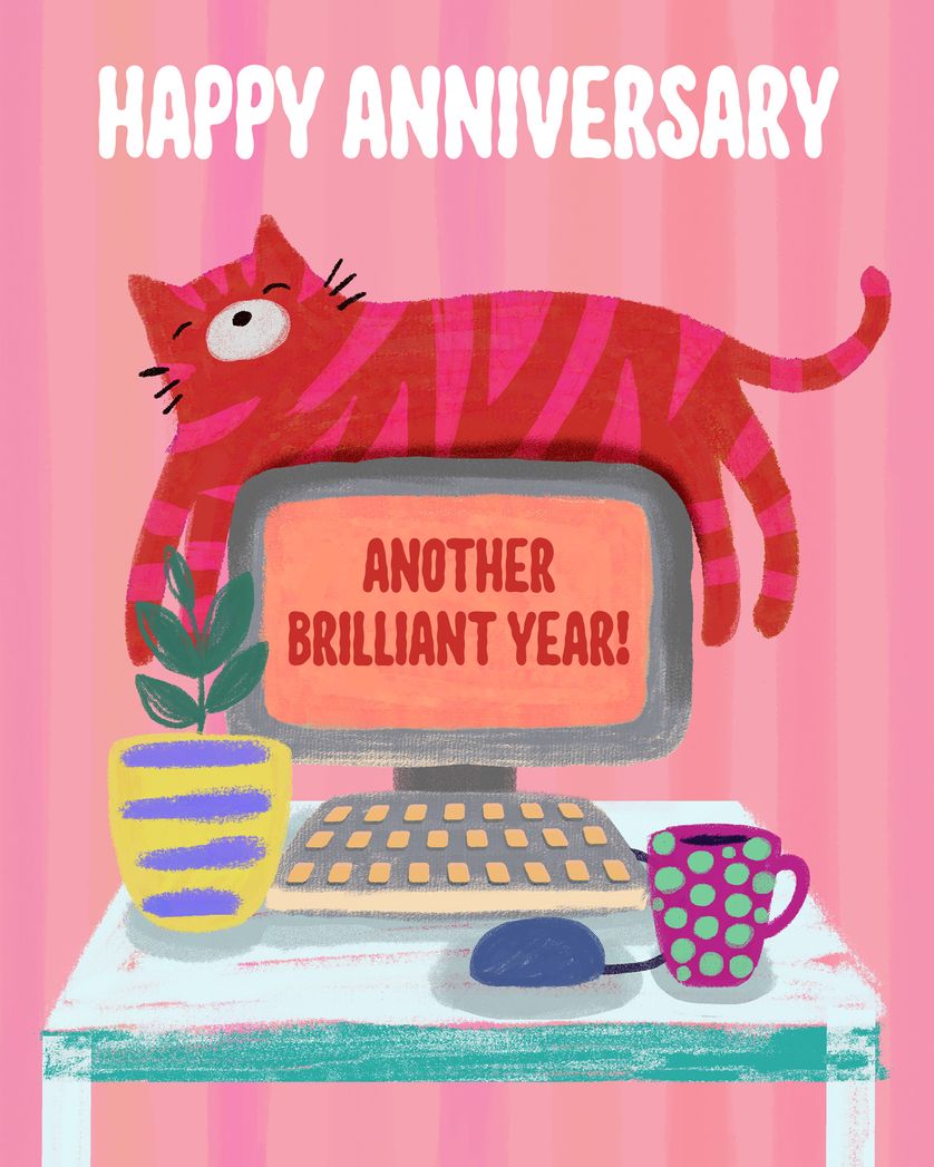 Card design "Cat's Whiskers - group anniversary ecard"