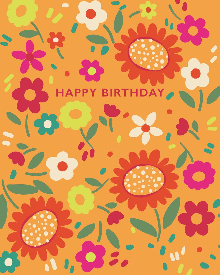 Card design "Scattered Blooms - group birthday ecard"