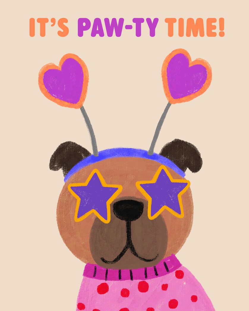 Card design "Puppy party - group birthday ecard"