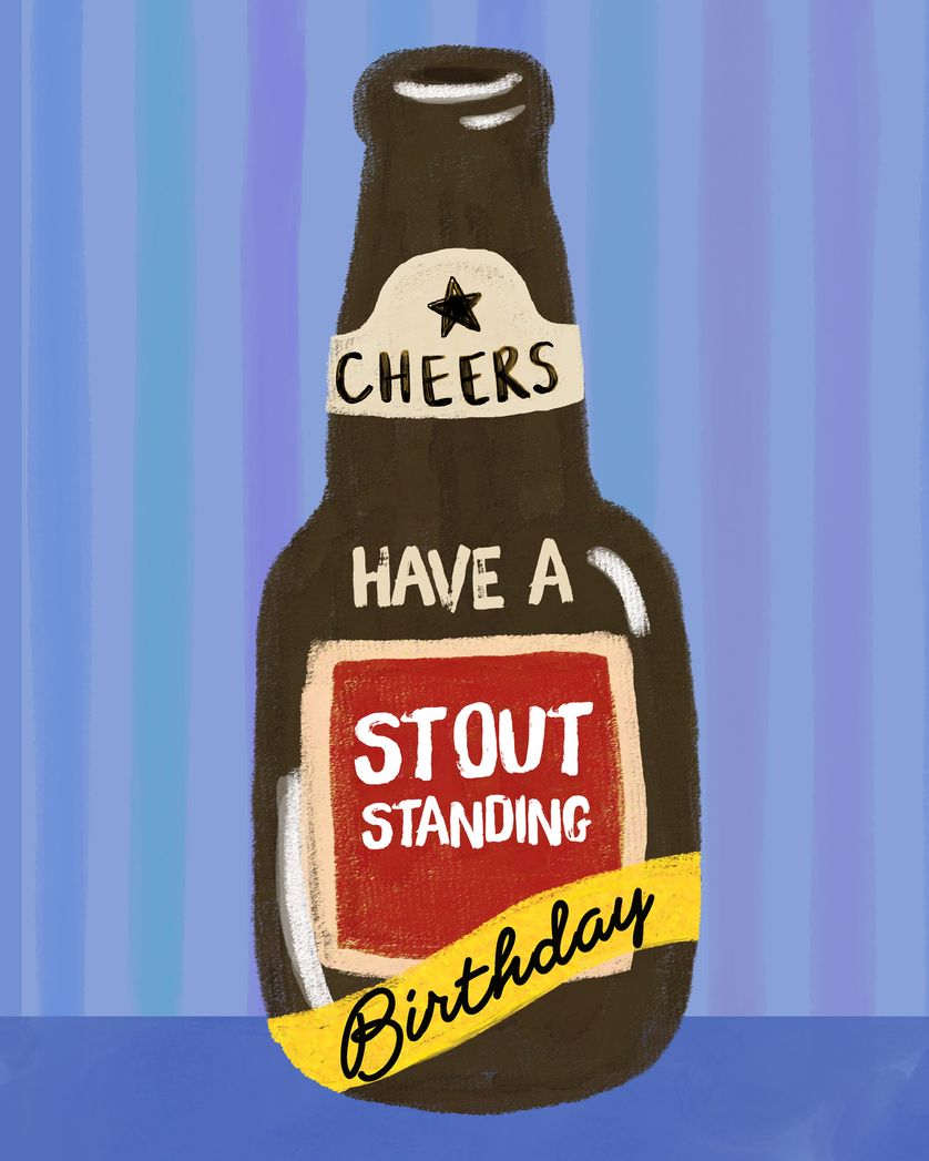 Card design "Stout standing - group birthday ecard"