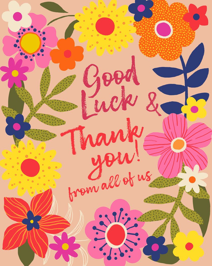Card design "Floral goodbye - group leaving ecard"