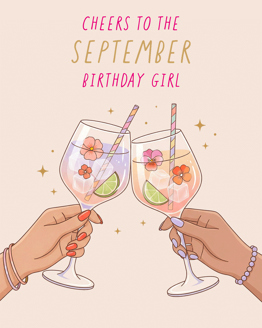 Card design "Septemebr cheers - group birthday ecard"