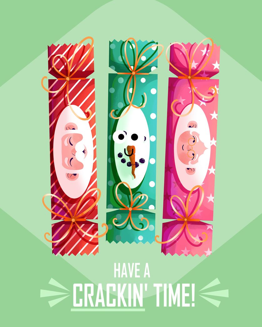 Card design "Crackin' time - group christmas ecard"