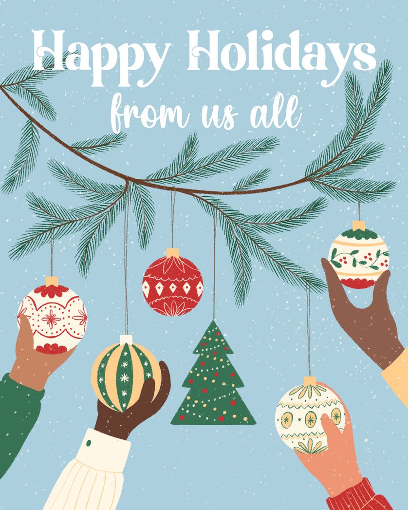 Card design "Deck the halls - group christmas ecard"