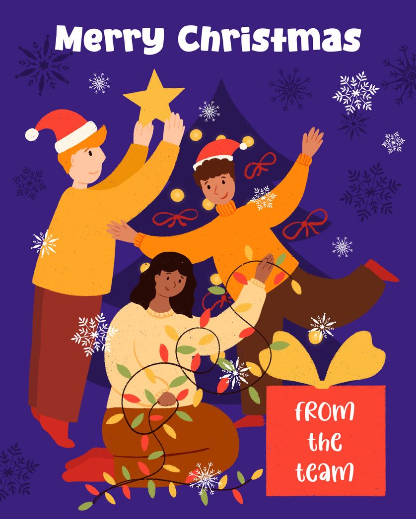Card design "Festive team - group christmas ecard"