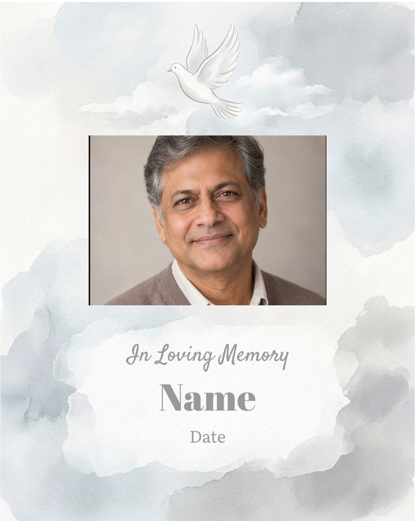 Card design "Peaceful dove - group memorial ecard"