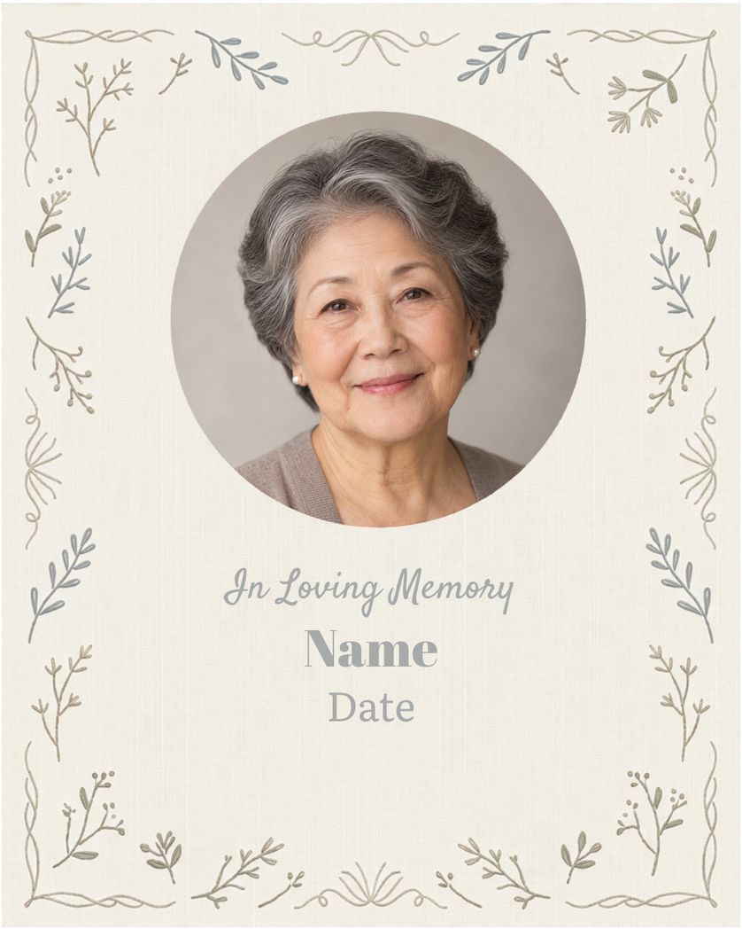 Card design "Delicate fleurs - group memorial ecard"