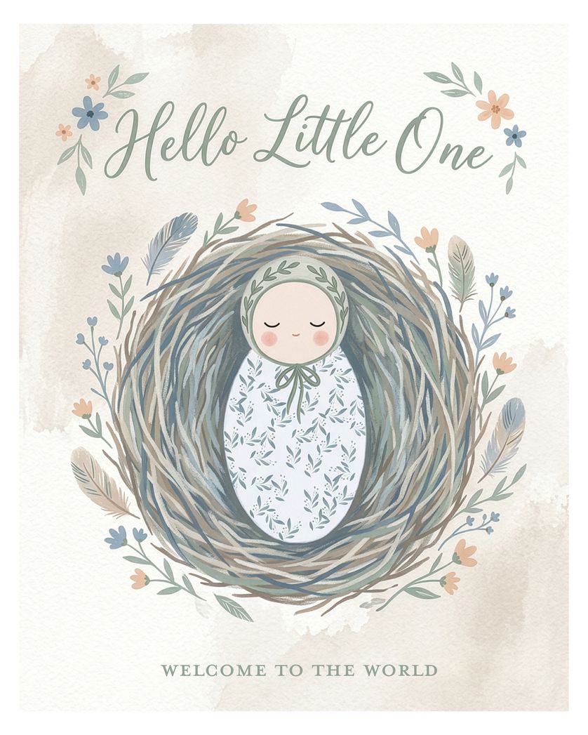 Card design "Baby Nest - group baby ecard"