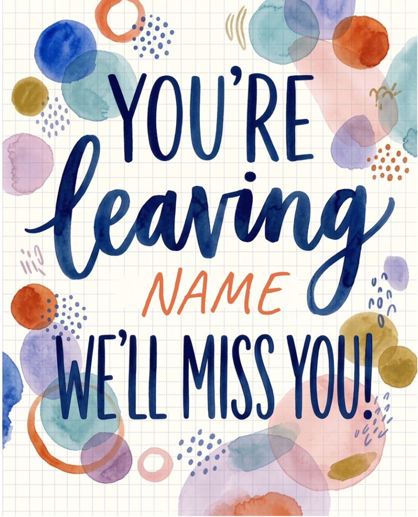 Card design "Inky farewell - group leaving ecard"