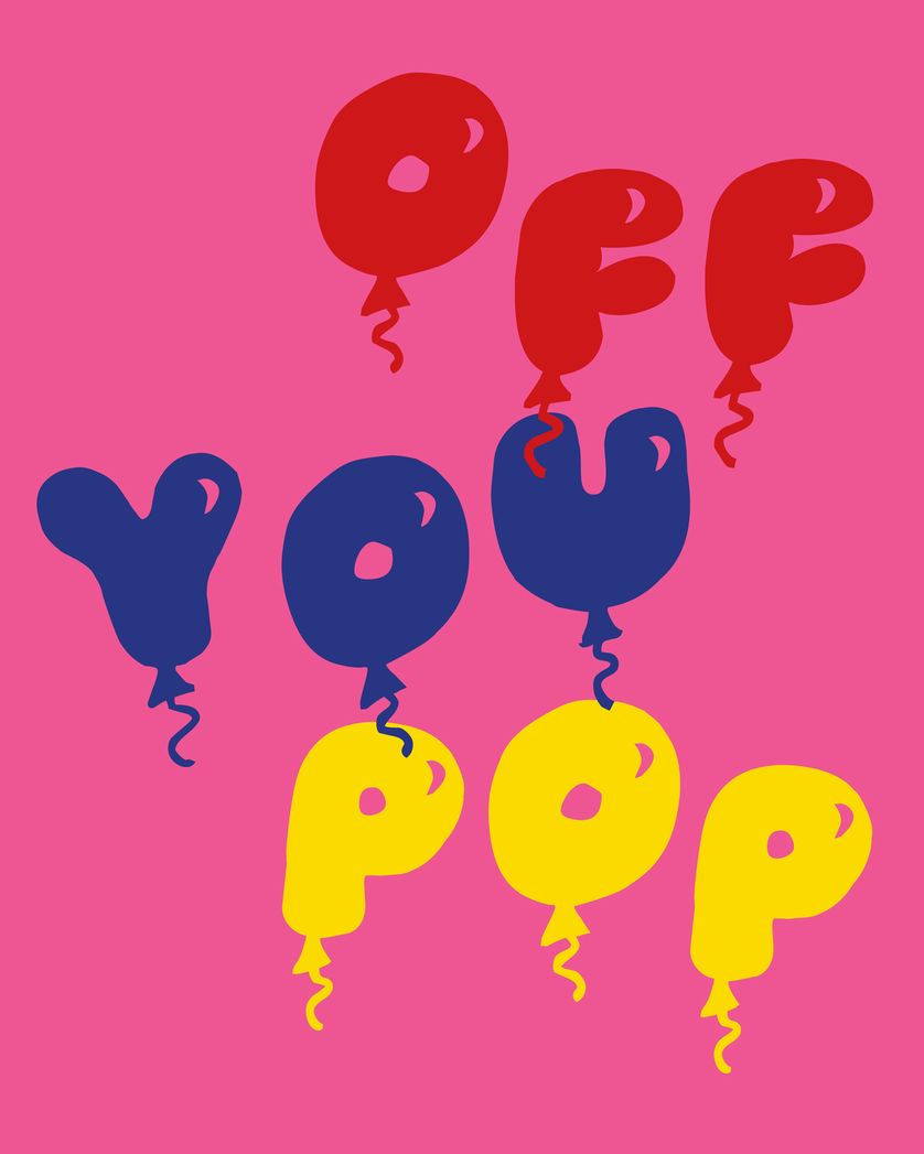 Card design "Pop Off - group leaving ecard"