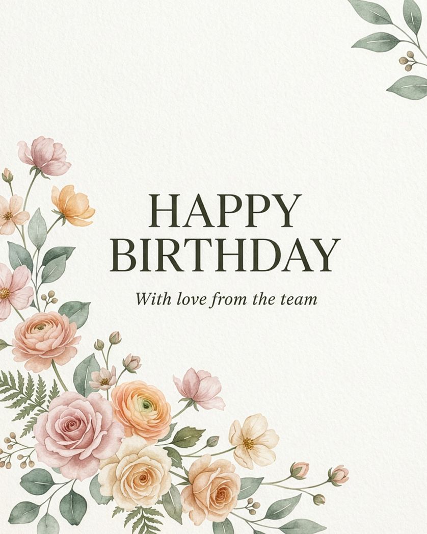 Card design "Rose border - group birthday ecard"