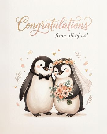 Use Penguin love - group wedding ecard
