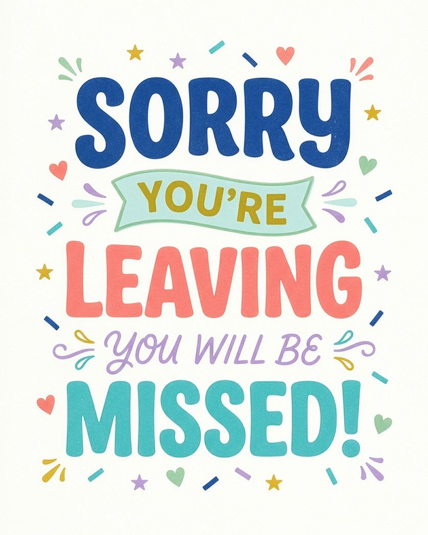 Card design "Type of goodbye - group leaving ecard"