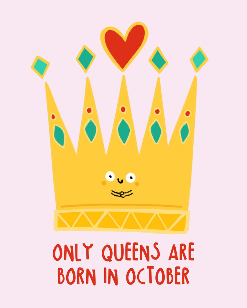Card design "October queen - group birthday ecard"