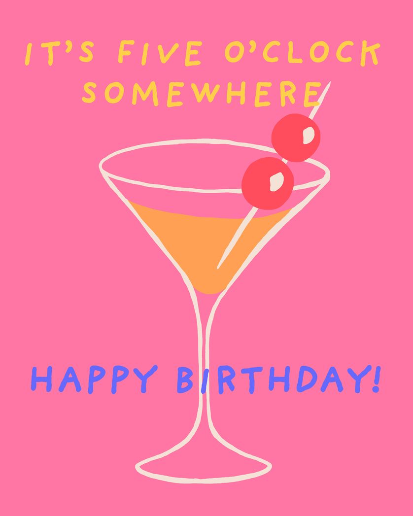 Card design "Happy Hour - group birthday ecard"