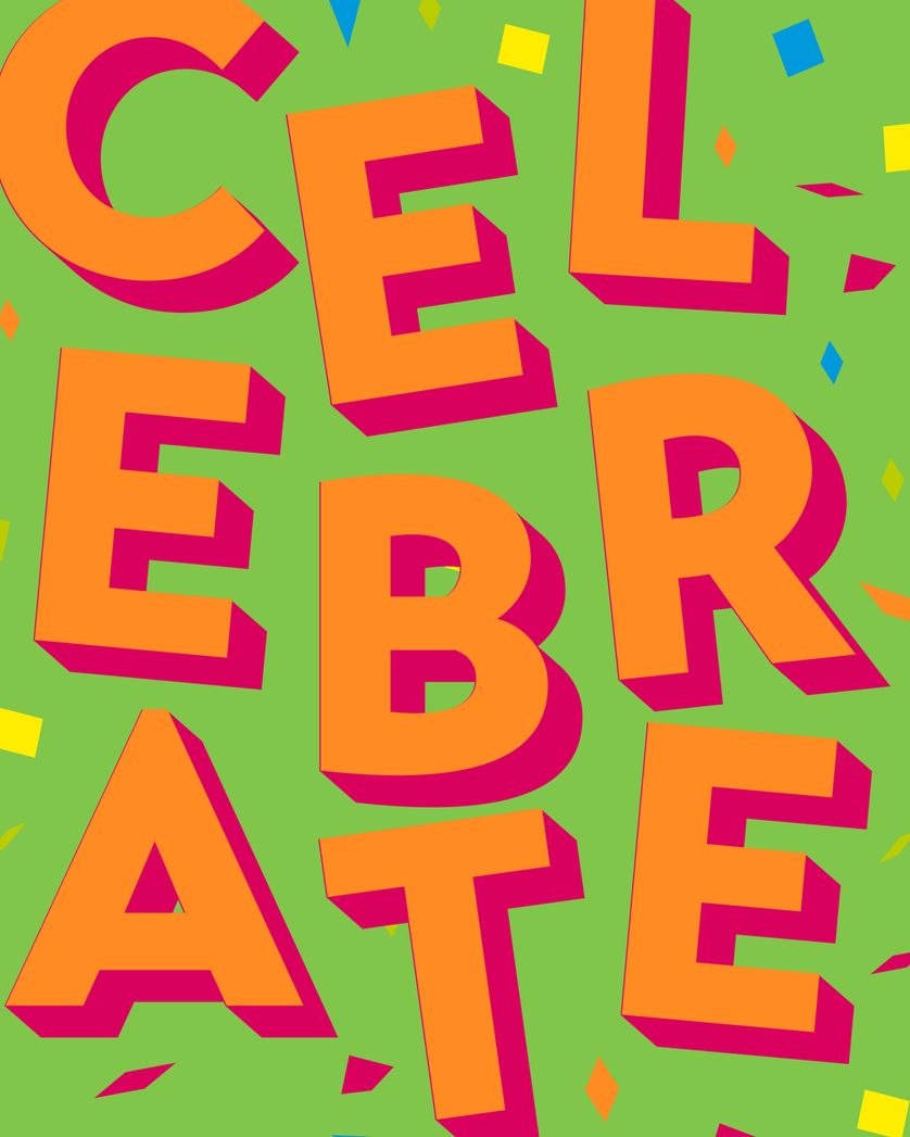 Card design "Big words - group Birthday ecard"