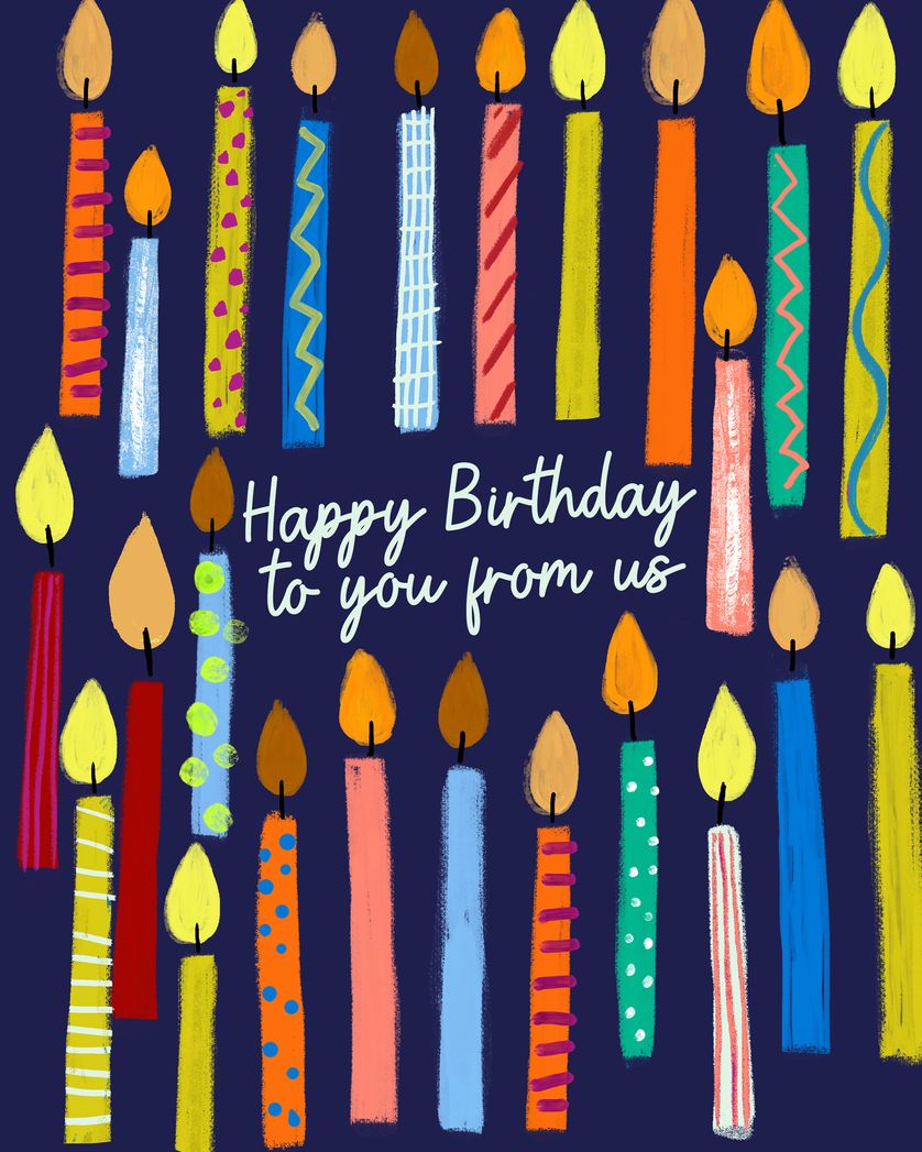 Card design "Candles galore - group birthday ecard"