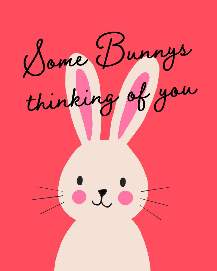 Card design "Bunny thoughts - group thinking ecard"