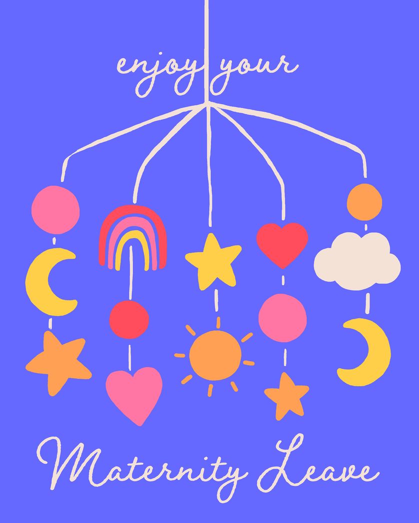 Card design "Mobile mat leave - group baby ecard"