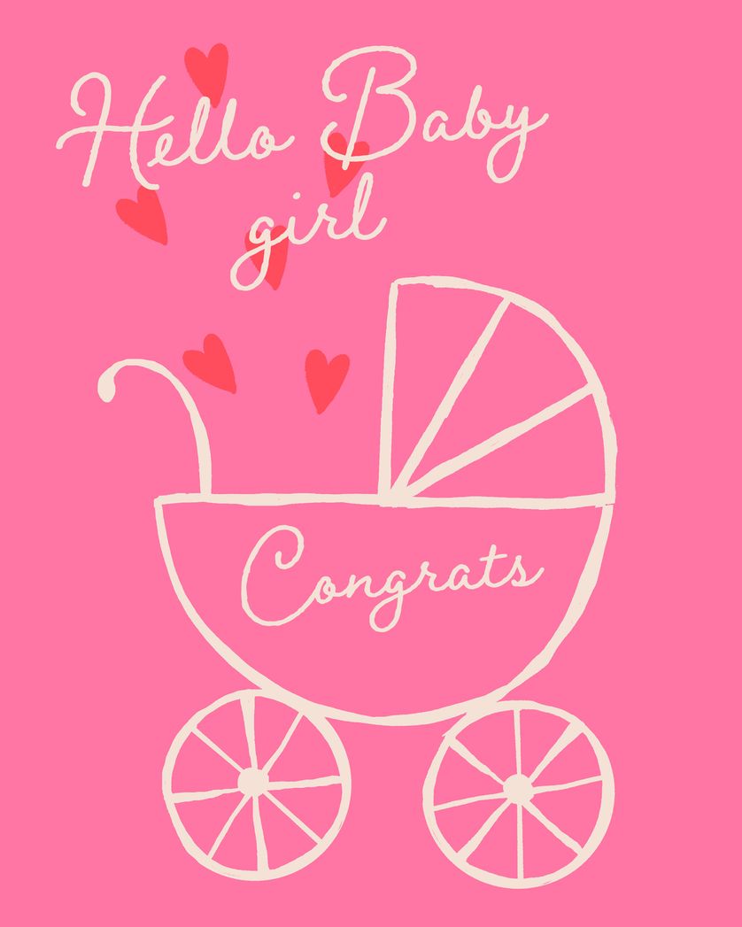 Card design "Sweet stroller - group baby ecard"