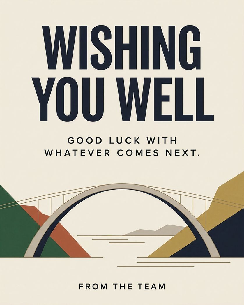 Card design "Bridge to the future - group Corporate leaving ecard"