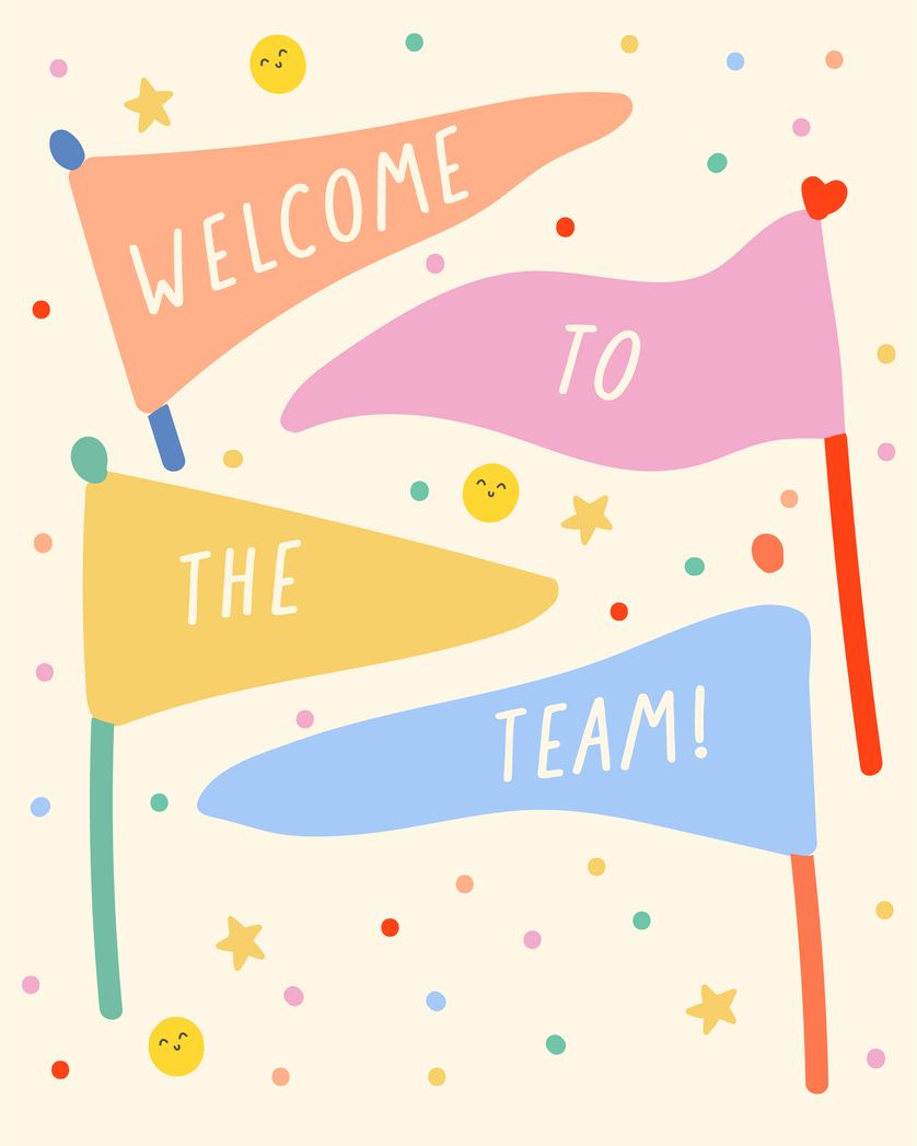 Card design "Flags out - group welcome ecard"