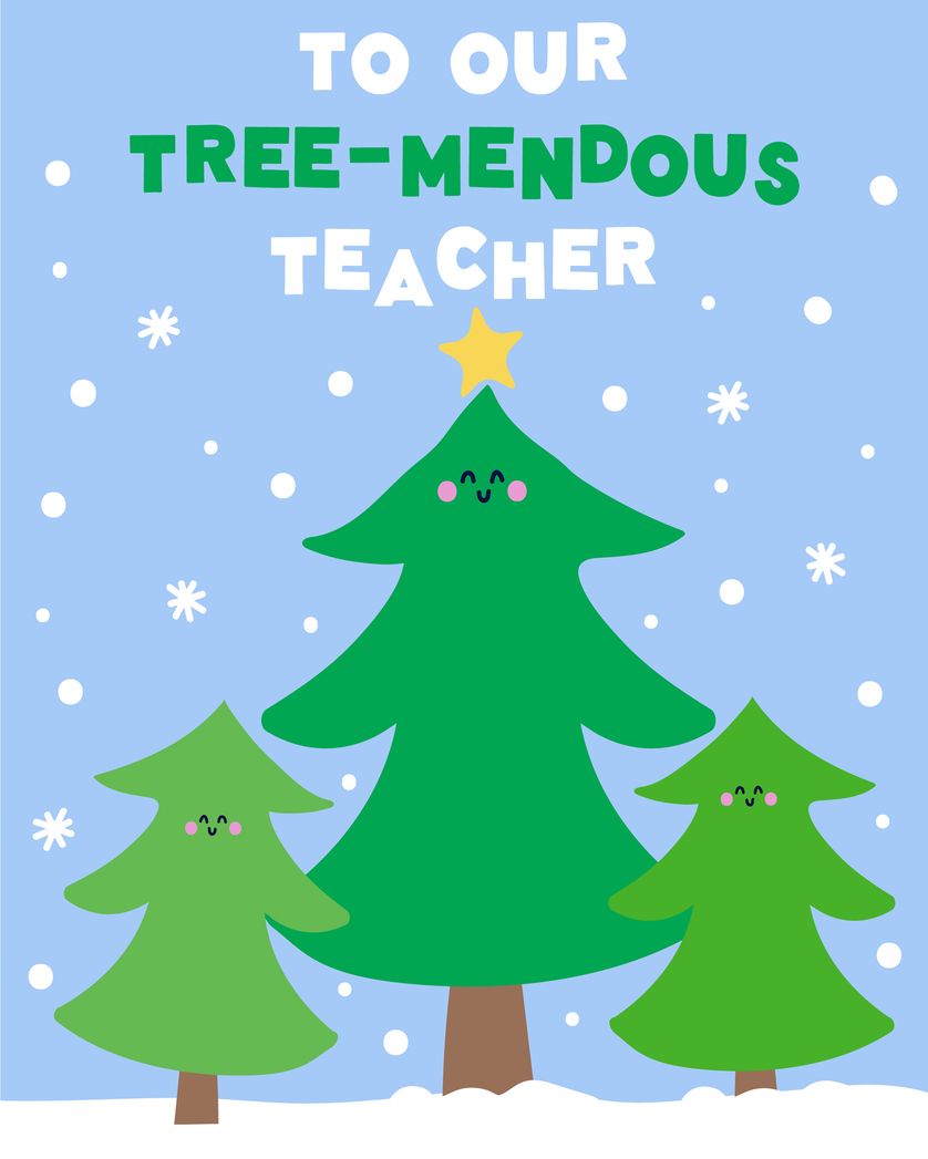 Card design "Forest school - group festive teacher ecard"