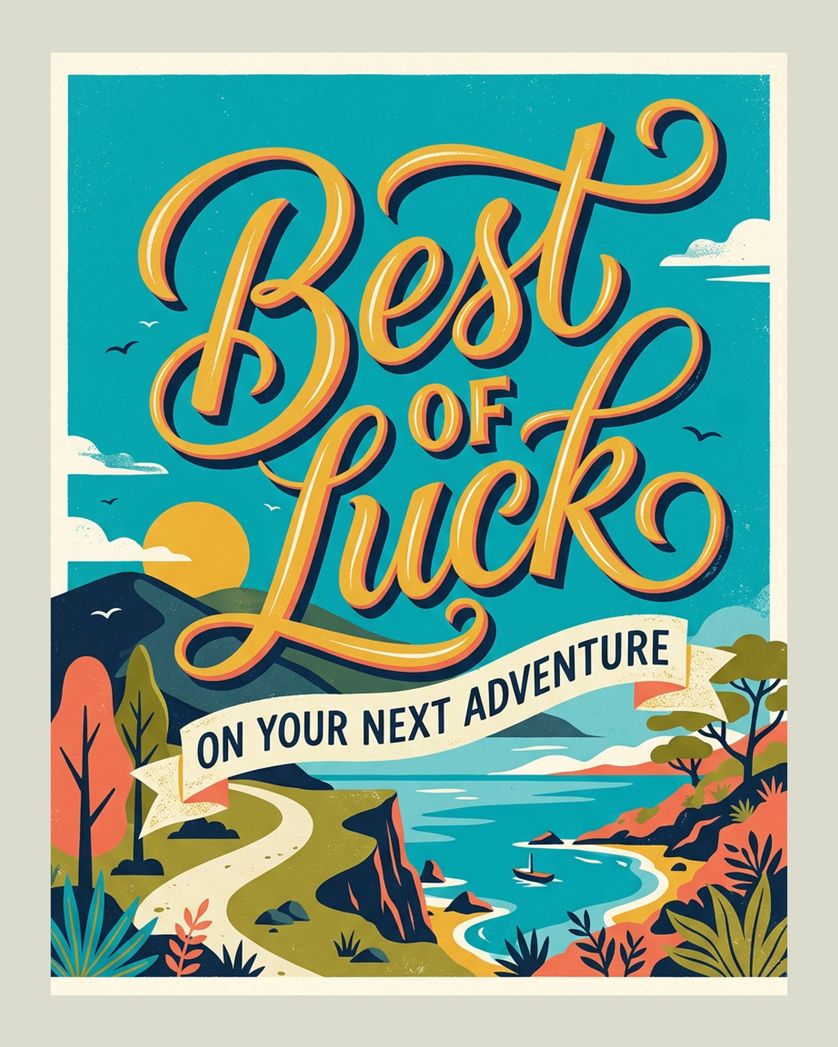 Card design "Travel poster - group leaving ecard"