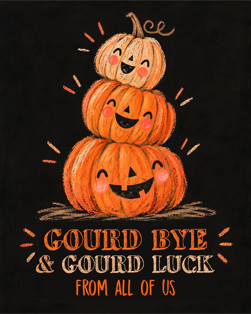 Card design "Gourd Bye - group leaving ecard"