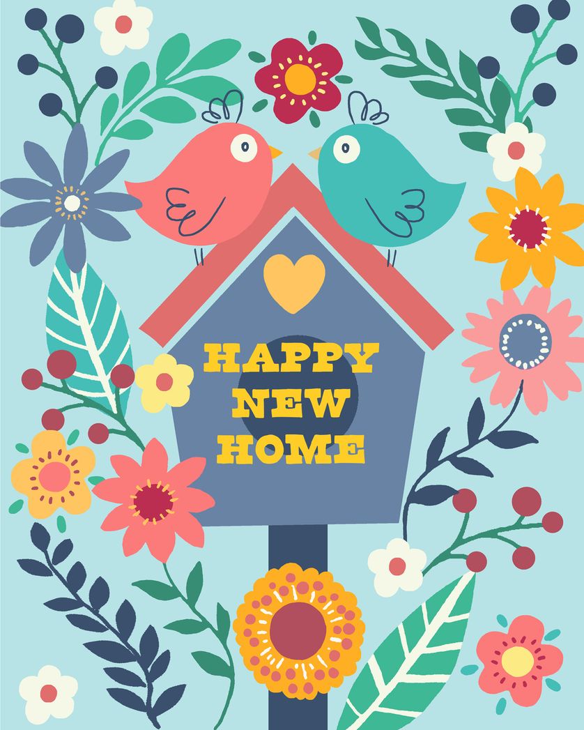 Card design "Bird house - group home ecard"