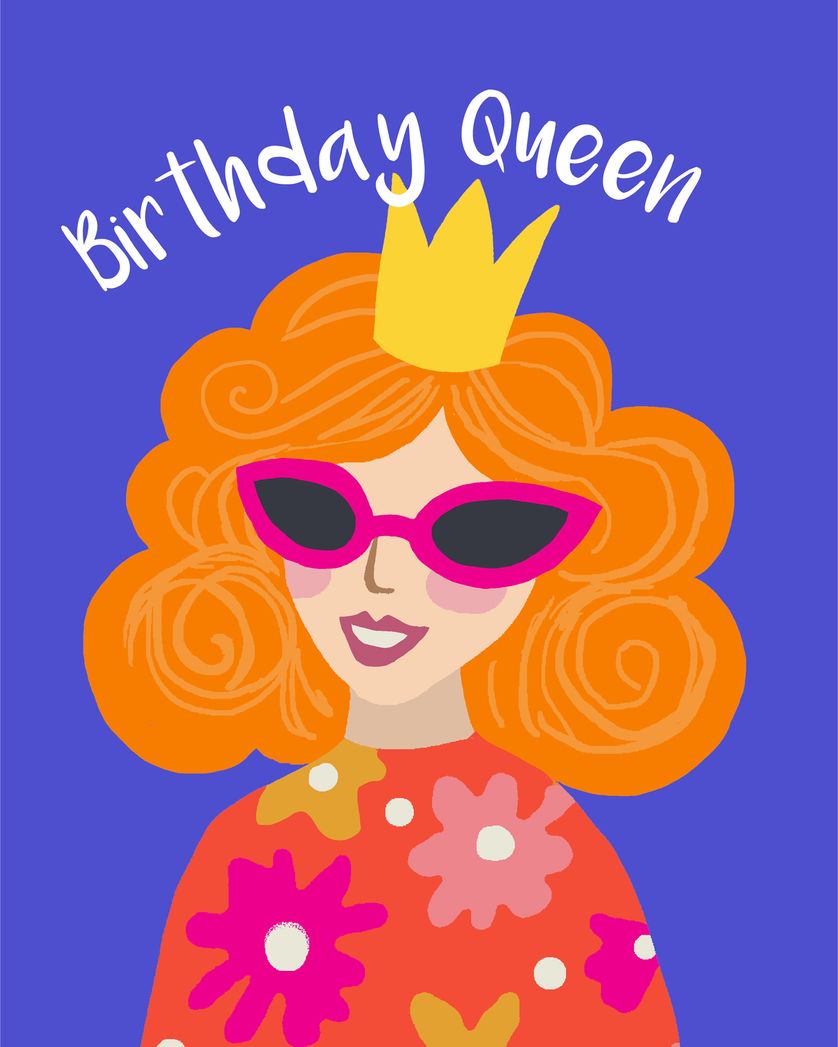 Card design "Queen for a day - group birthday ecard"