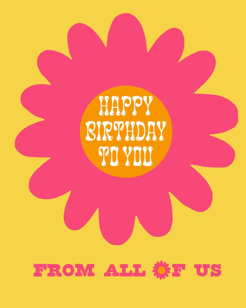 Card design "Flower power  - group birthday ecard"