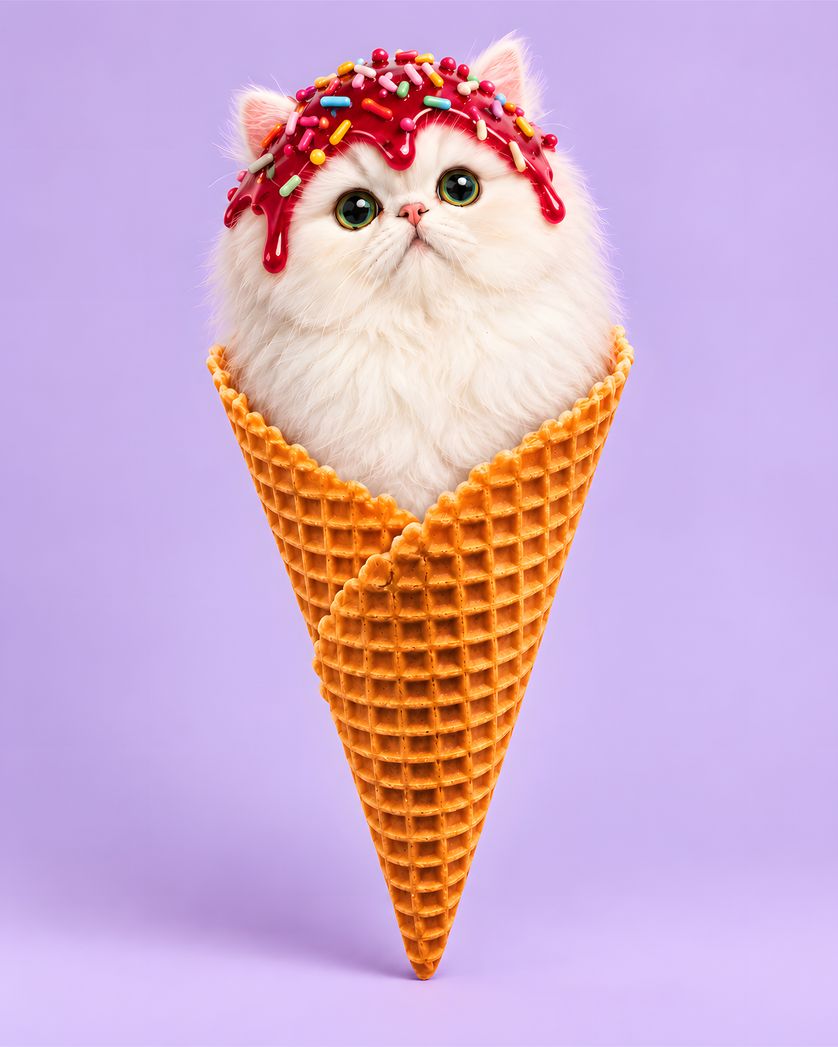 Card design "Kitten with sprinkles - group birthday ecard"