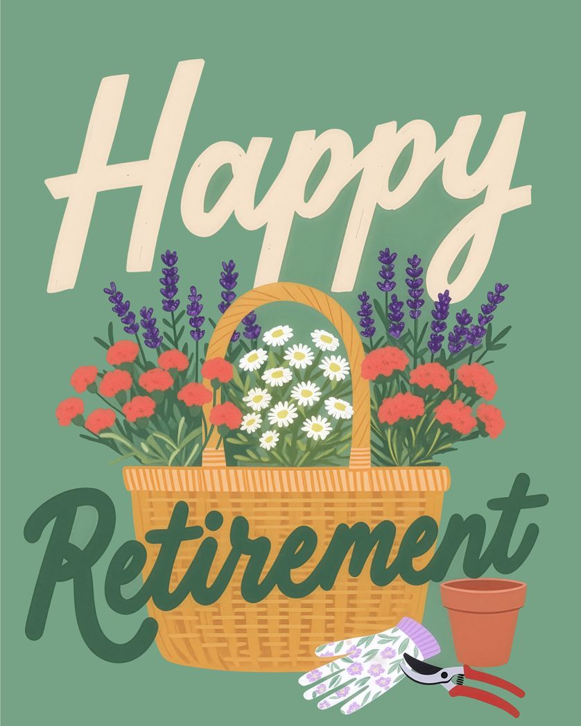 Card design "Garden Game - group retirement ecard"
