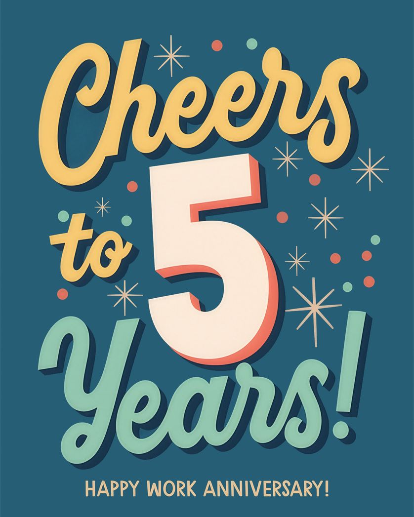 Card design "Big 5 - group anniversary ecard"
